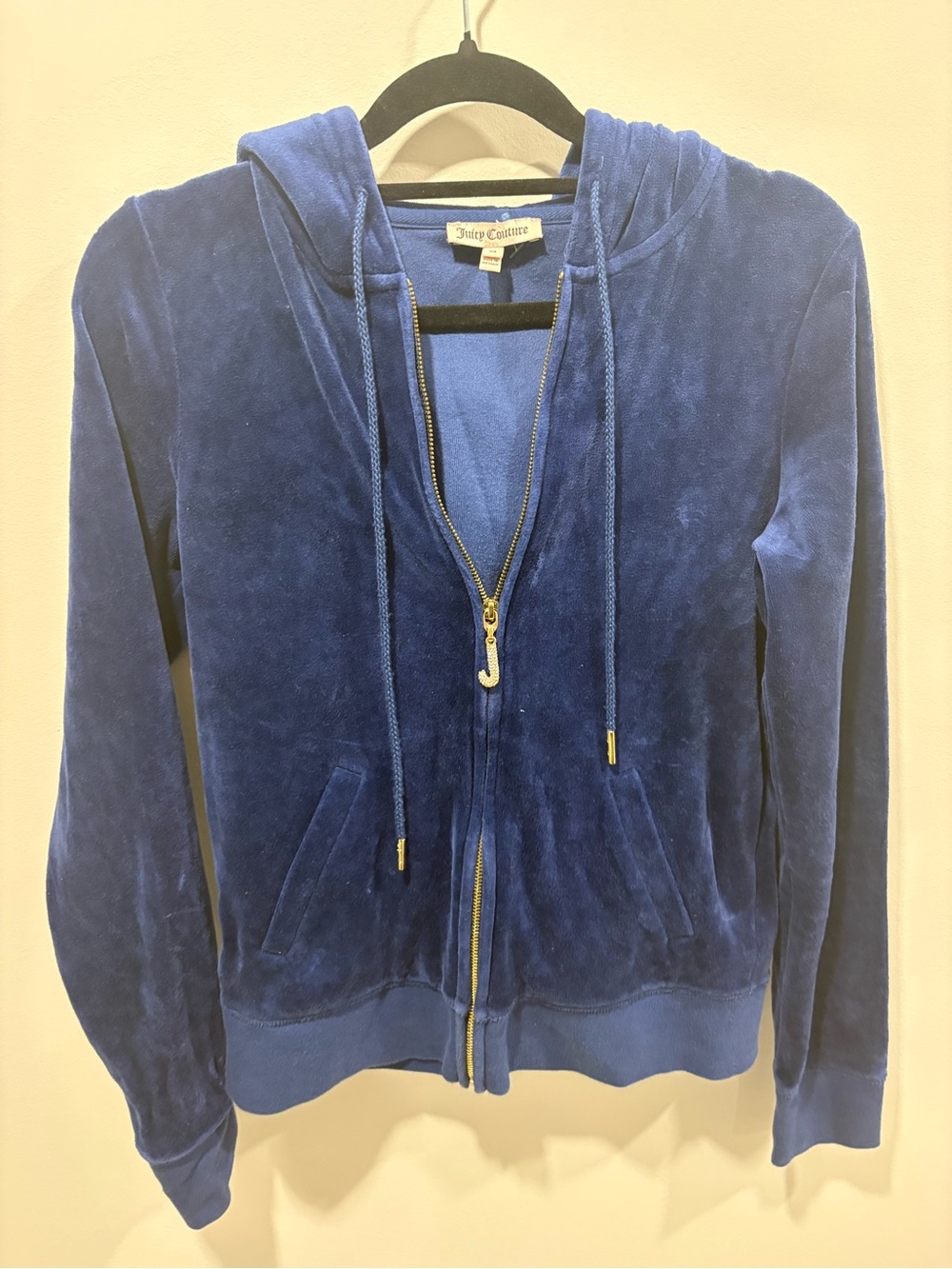 Juicy Couture Blue Velvet Zip-Up Hoodie Jacket